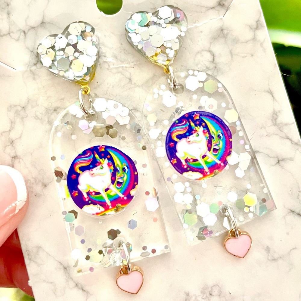Unicorn Moon Acrylic Sticker Earrings